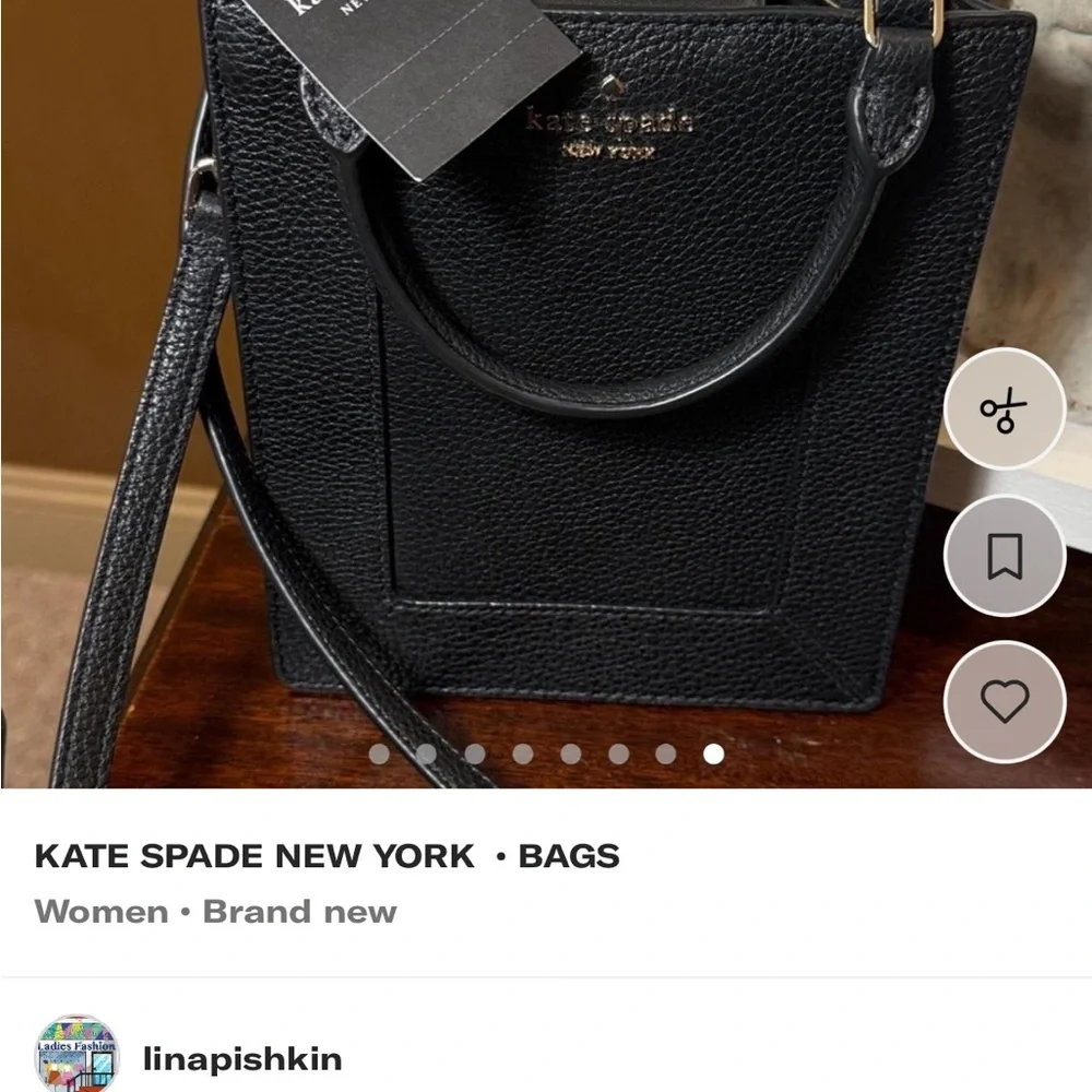 Kate Spade   Elegant Black Crossbody Bag Tote City Bag Peddle leather I - Picture 9 of 12